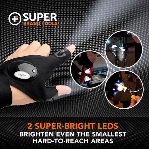 Image of SuperGloves™ LED Flashlight Gloves - A Light Exactly Where You Need it! 1 PAIR OF SUPERGLOVES,2 PAIRS OF SUPERGLOVES,4 PAIRS (BUY 3, GET 1 FREE)