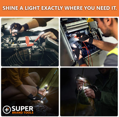 Image of SuperGloves™ LED Flashlight Gloves - A Light Exactly Where You Need it! 1 PAIR OF SUPERGLOVES,2 PAIRS OF SUPERGLOVES,4 PAIRS (BUY 3, GET 1 FREE)